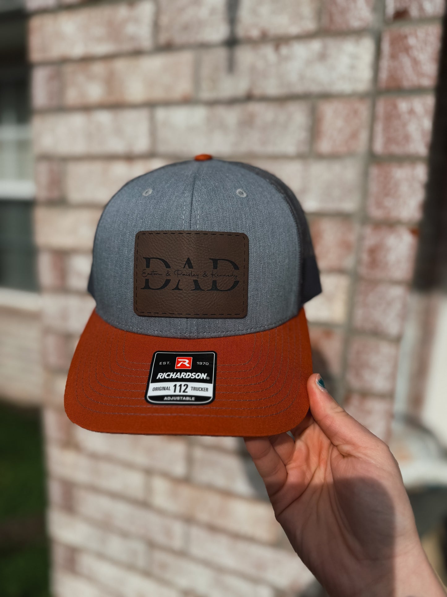 DAD (Kids Names Through Middle) Trucker Cap