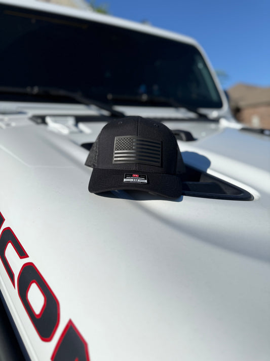 All Black American Flag Trucker Cap