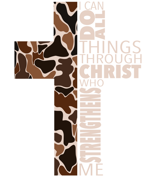 Camo Cross "I can do all things through Christ" Graphic Tee