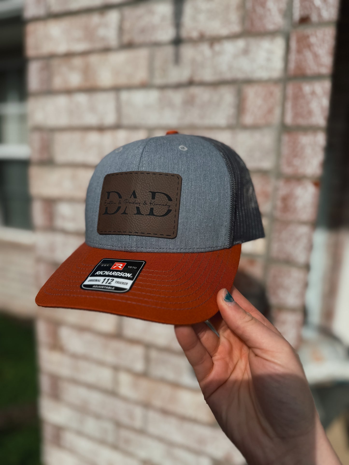 DAD (Kids Names Through Middle) Trucker Cap