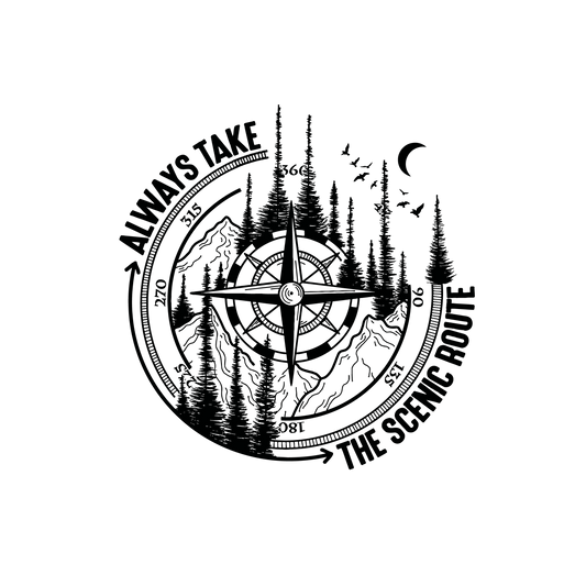 Always Take the Scenic Route (Black or White) Graphic Tee